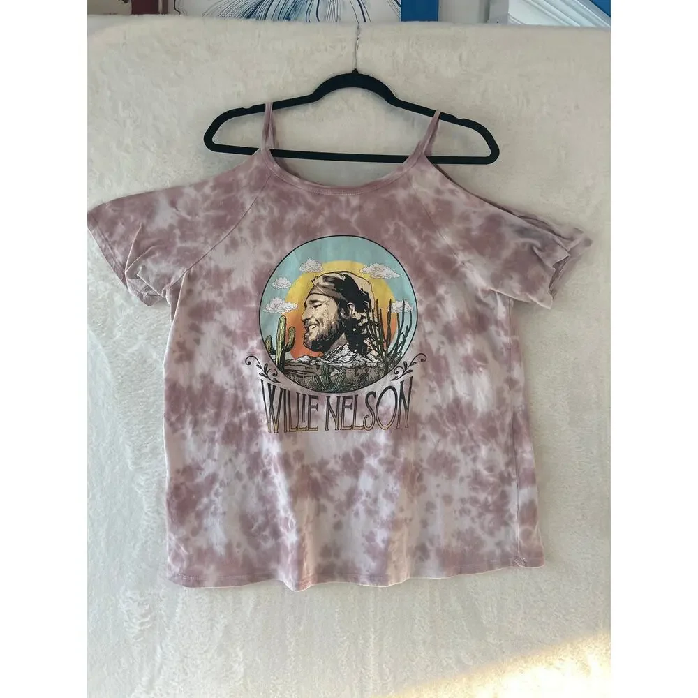 Willie Nelson Tie Dye Graphic T Shirt Zion Rootswear Large‎